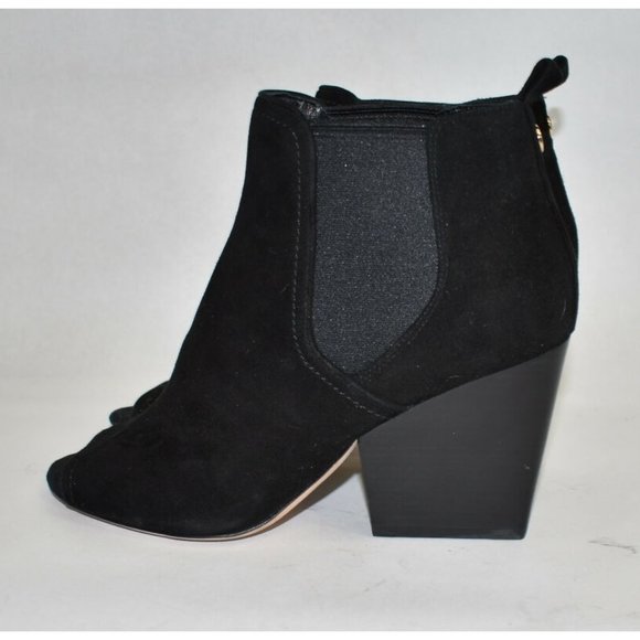 $450 TORY BURCH Gemma Open Toe Bootie BLOCK BLACK SUEDE 6 (SE14) - Picture 5 of 8